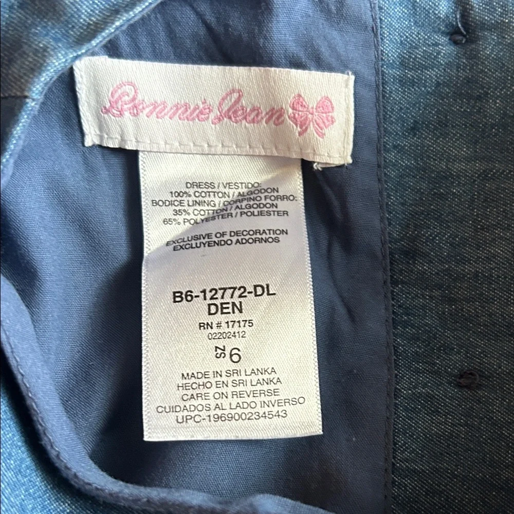 Bonnie Jean Blue Dress with Floral Embroidery